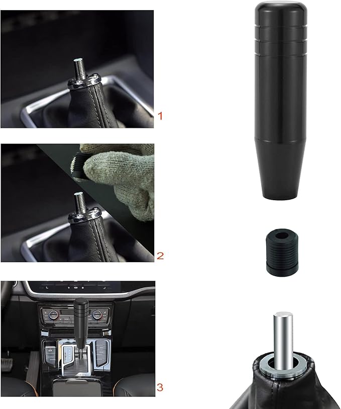 Lunsom 5" Aluminum Gear Lever Shifter Knob Long Alloy Shift Stick Handle Car Automatic Shifting Head Fit Most Manual Transmission Vehicles (Black)