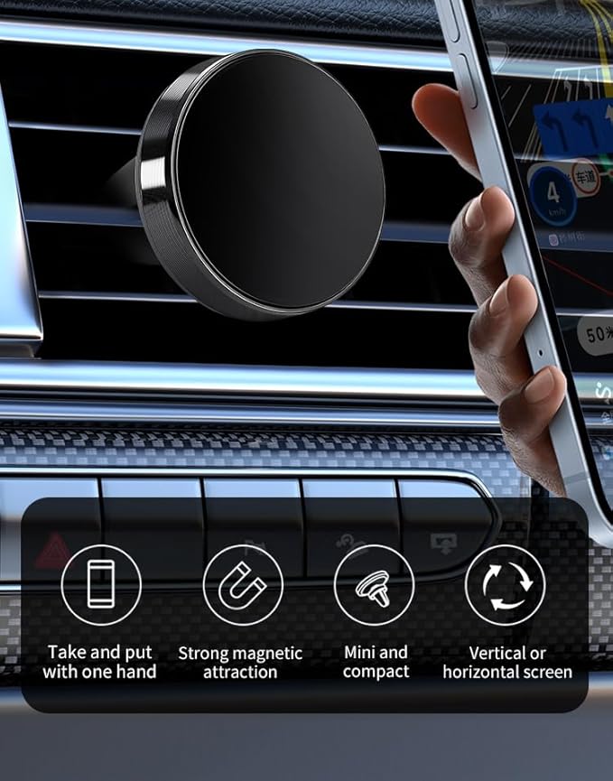 Magnetic Phone Holder for car【2 Packs 】【Strong Magnet】phone holders for your car phone holder Mount for Car【4 Metal Plate】Universal Airvent cell phone car mount for iphone Samsung car accessories