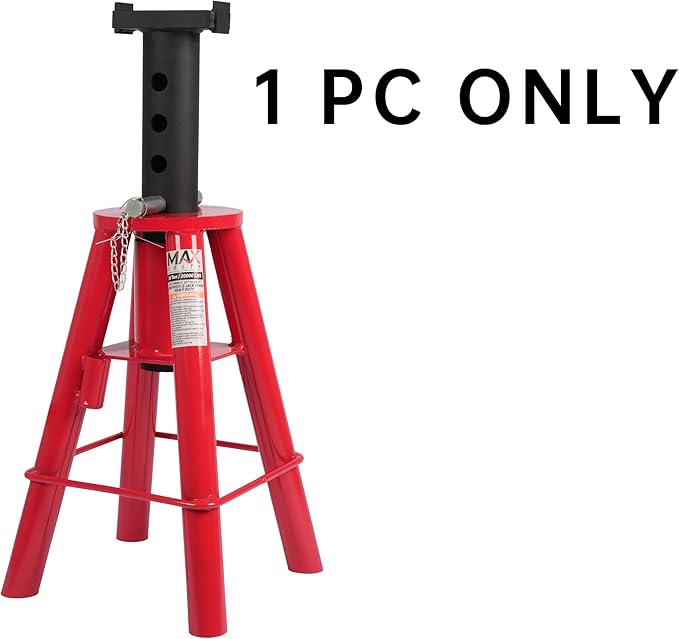 10 Ton (20,000 lbs) Capacity Heavy-Duty Medium Profile Pin Type Adjustable Jack Stand for Trucks & Equipment (1 PC, 10 TON Medium)
