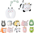 Kids Travel Pillow - 2-in-1 Deformable Kids Neck Pillow for Traveling, Soft U-Shaped Pillow with Adorable Animal Design, Comfy Sleep and Play, Ideal for Airplanes and Traveling (QQ Milk Cow)