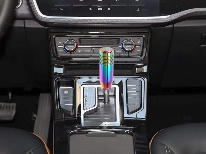 Lunsom Short Weighted Shifter Knob, Aluminum Alloy Shifter Head Lever Shifting Handle Car Gear Stick Knobs with 3 Adapters Fit Most Auto Manual Transmission Vehicle (Colorful)