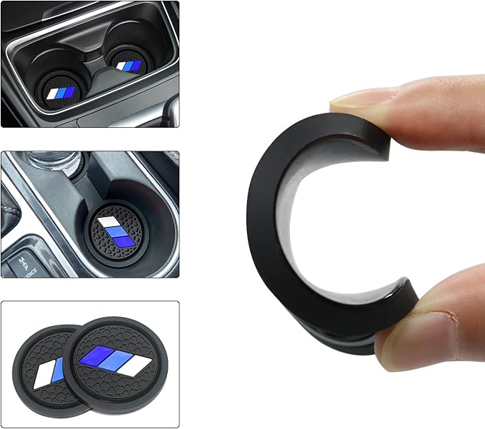 Cup Holder for Toyota Accessories Tacoma TRD 4Runner Tundra Rav4 Highlander, Classic Retro Style Tri-Color Interior Insert Coaster (2.75 Inch, White/Blue/Dark Blue)