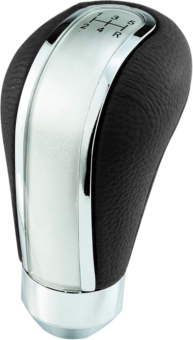 Abfer 5 Speed Shift Knob Aluminum Alloy Car Gear Stick Weighted Shifter Knob for Most Manual Truck Vehicle, Silver