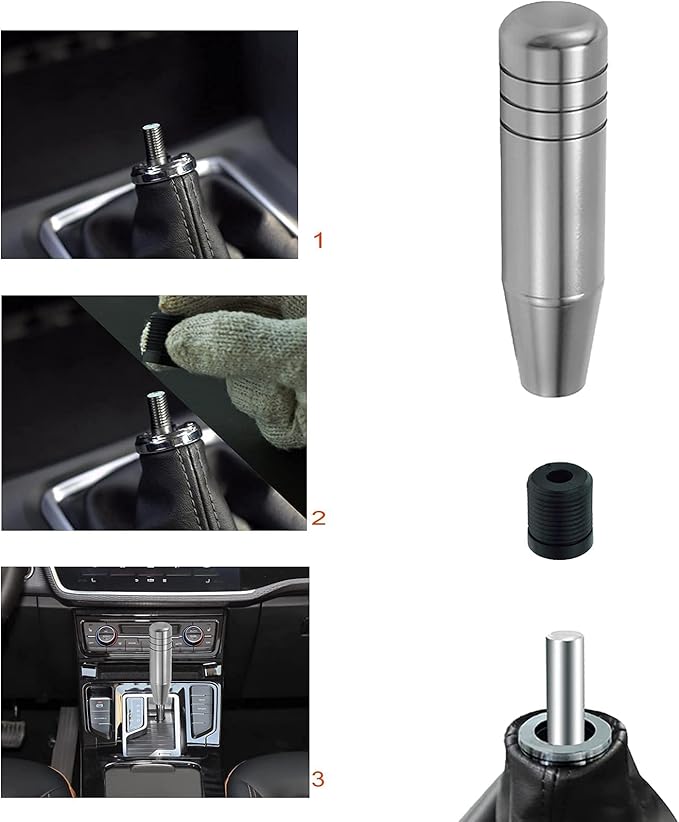Lunsom 5" Aluminum Gear Lever Shifter Knob Long Alloy Shift Stick Handle Car Automatic Shifting Head Fit Most Manual Transmission Vehicles (Gray)