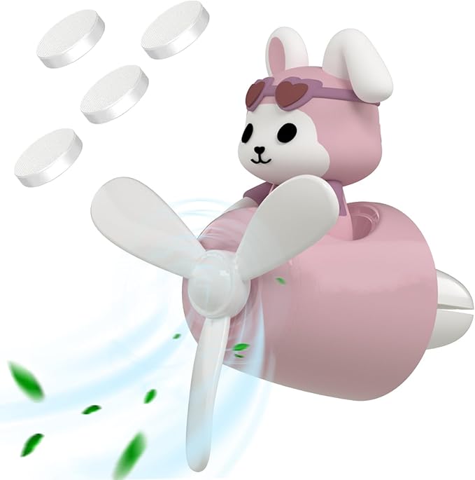 Pilot Car Air Freshener, Cute Rabbit Car Vent Clip Air Freshener with 4 Fragrant Tablets Automotive Air Outlet Fan Diffuser, Automotive Interiors Vent Decoration (Pilot Rabbit)