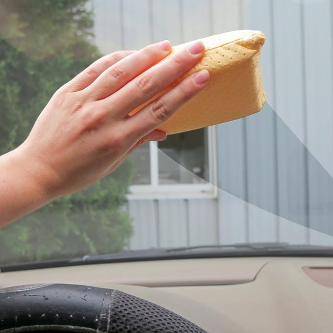 Evelots Car Windshield Cleaner Chamois, 4 Pack, Window Glass Defogger Sponge, Yellow