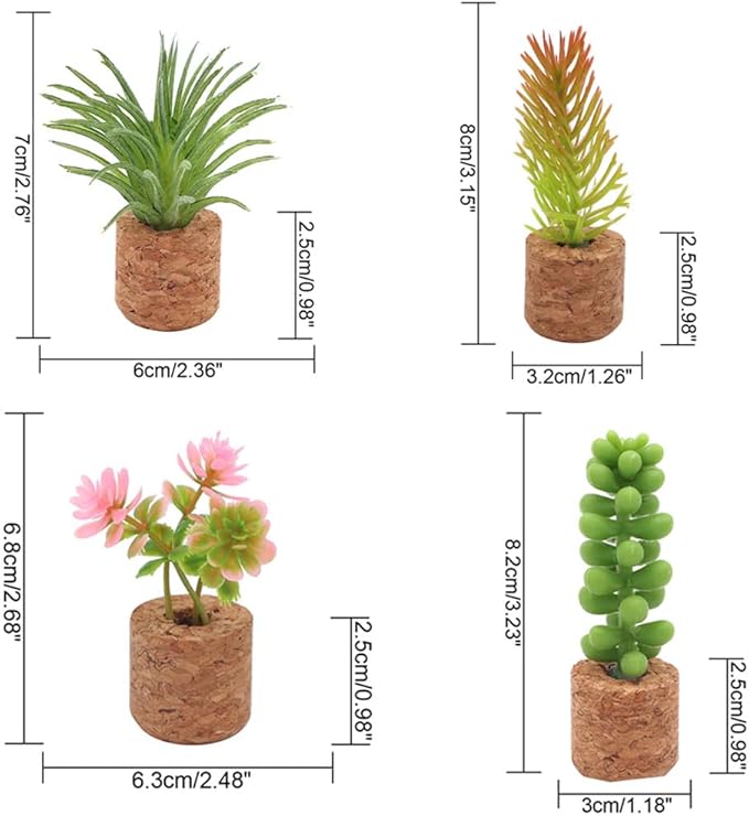 ZOSTLAND Artifical Plant Car Air Vent Clip Decoration,Car Vent Clip Magnet refrigerator stick,Auto Interior Personalized Car Decorations Home Decor Gift (4pcs Plant)