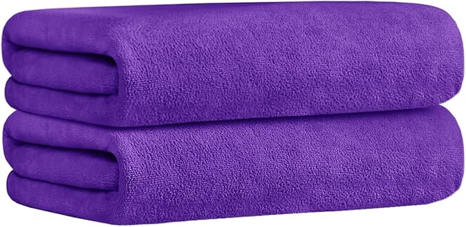 JML Microfiber Bath Towels, 2 Pack Extra Large Microfiber Towel for Body, 30" x 60", Oversized, Ultra Soft, Super Absorbent, Fast Drying, Perfect for Bathroom, Shower, Sauna, Yoga, Gym, Violet