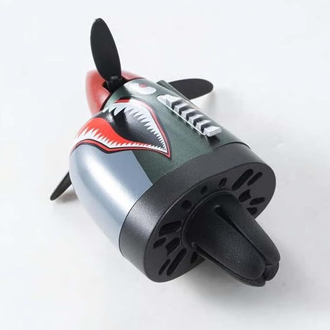 P-40 Fighter Car Air Vent Decoration with Spinning Propeller, Vintage P40 Warhawk Air Freshener, Dashboard Decorations for Auto Interior Decor Gift (1 Pc Green)