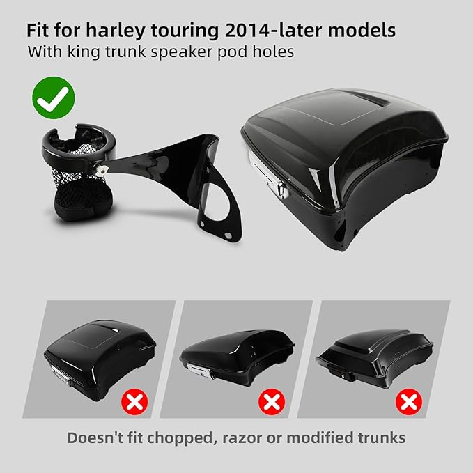 King Tour Trunk Rear Drink Cup Holder Fit for Harley Davidson Touring Electra Glide Road Glide 2014-2025