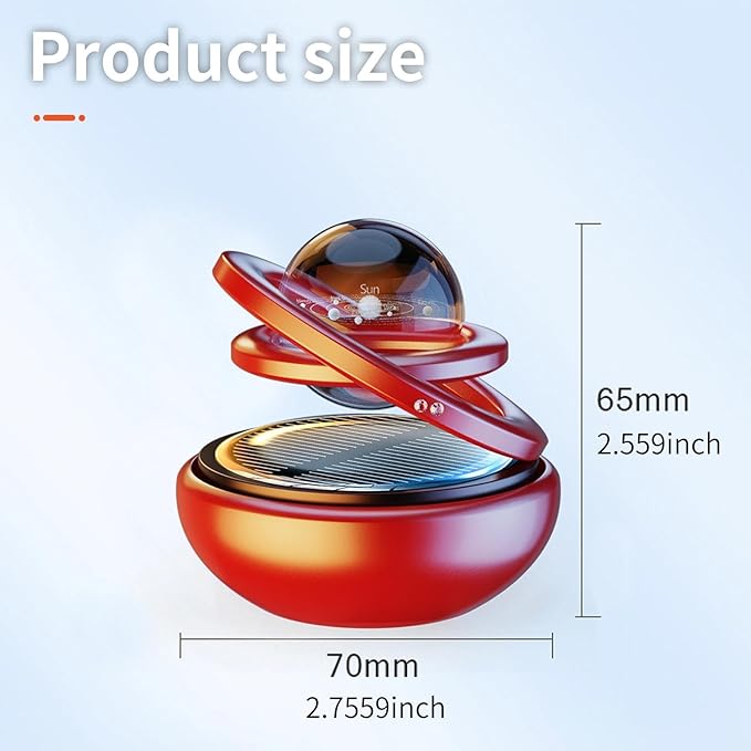 Kwak's Car Air Freshener Solar Energy Air Purifier for Car Interior Autorotation Decoration Accessories(red)