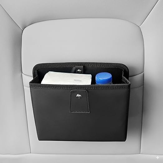 Foldable Car Door Trash Can Organizer, Mini Leather Trash Bin Multi-Function Small Organizer Box for Car Side Door & Seat Back Storage (No Garbage Bag)