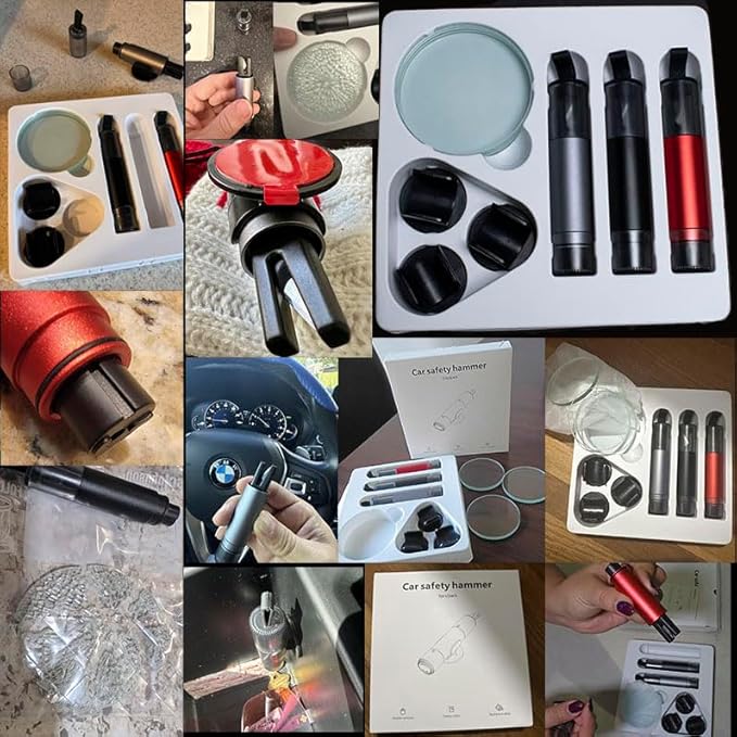 Car Safety hammer Seatbelt Cutter, Upgraded Transparent Lid Window Breaker Seatbelt Cutter Underwater,2 in 1 Emergency Automotive Escape Tools,Portable car Window Breaker Tool,car Accessories