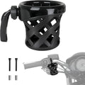 DREAMIZER Motorcycle Handlebar Drink Cup Holder Mount Water Bottle Holder with Mesh Basket Compatible with Harley Touring Road Glide Street Electra Glide Softail XL883 1200 1996-up, Black