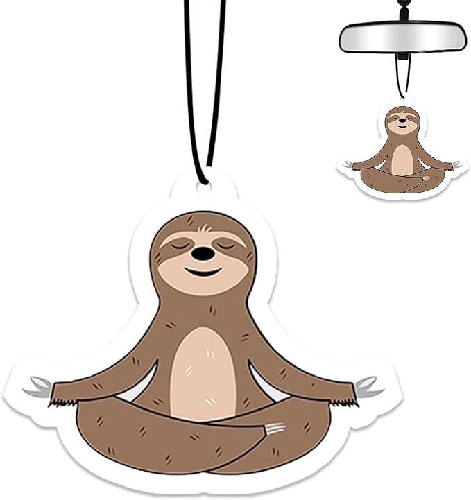 Meditation Sloth Air Freshener Hanging for Car Scented Ornaments Mirror Cute Car Fresheners Sloths Car Accessories Auto Interior Decor Scent Home Bathroom Closet Sloth Gifts for Women Men