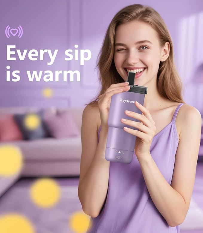 Self-Heating Travel Mug 20oz, Temperature-Controlled Coffee Warmer Mug, Smart Travel Coffee Mug Keep Coffee Drinks Hot, Heated Mug Great for Driver Outdoor Fits Car Cup Holders