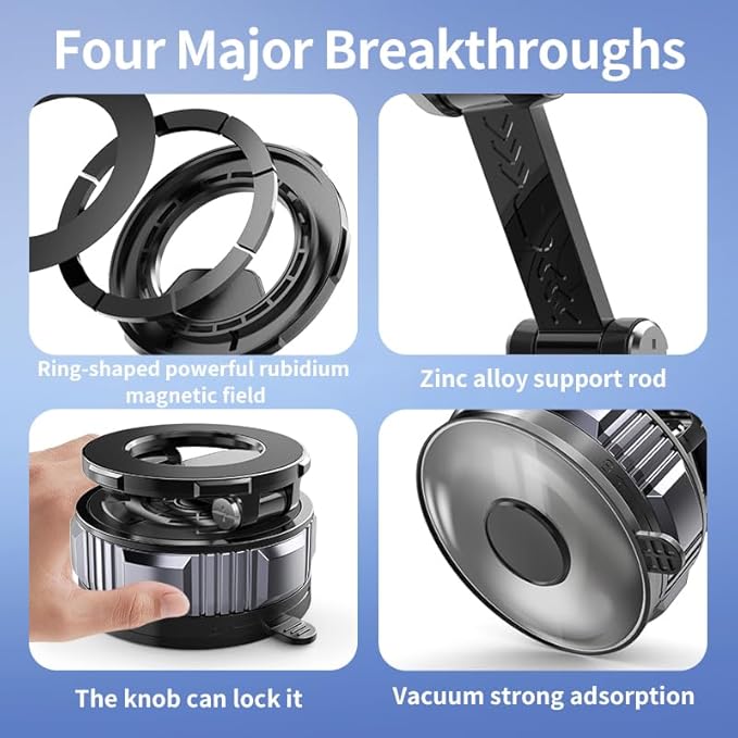 Vacuum Car Holder with Strong Magnetic Car Phone Holder for Magsafe 360° Adjustable Car Phone Mount, Phone Holders for iPhone 17 Pro Max 16 15 14 13 12