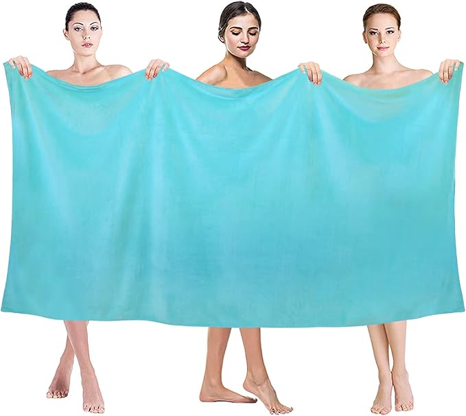 JML Extra Large Bath Towels, Microfiber Bath Sheet Towel 2 Pack 35" x 70", Oversized, Soft, Super Absorbent and Fast Dry for Adult, Body, Sport, Fitness, Yoga, Aquamarine