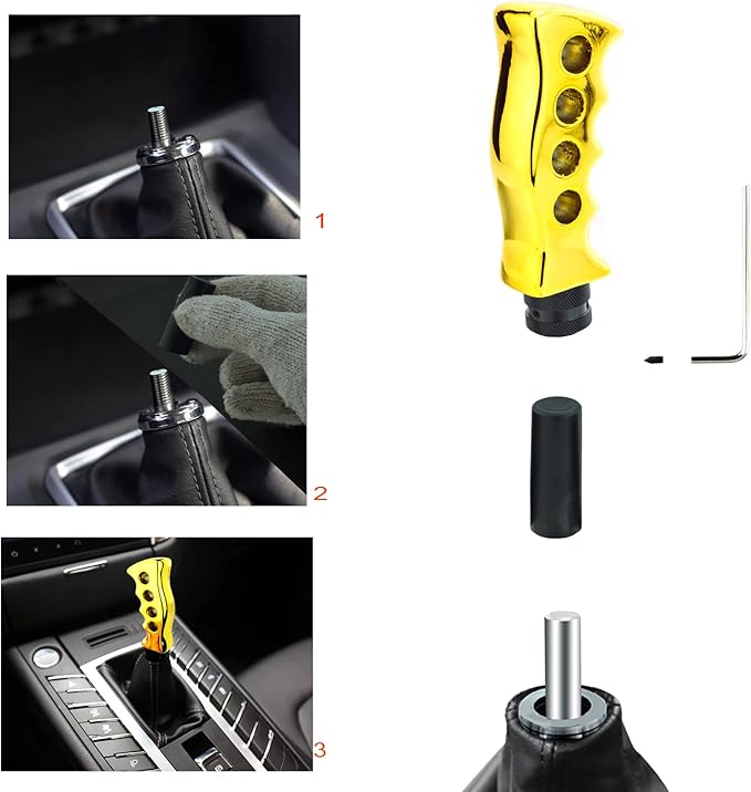 Lunsom Car Grip Shift Knob, Gear Shift Lever Knob Shifter Car Shifting Transmission Shifter Stick Head Fit Most Manual Vehicle (Gold)