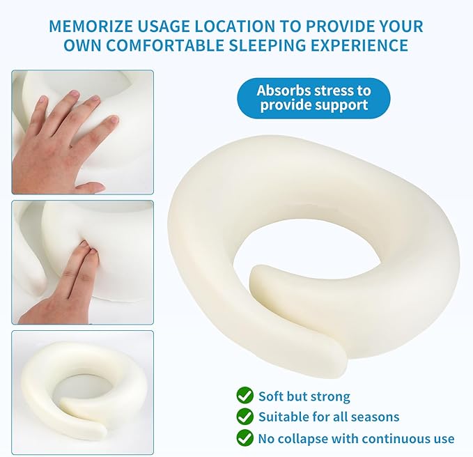 100% Memory Foam Neck Travel Pillow, Neck Pillow Airplane with Eye Mask & Ear Plugs, Ergonomic Portable Design, 360° Support Stowable Pillows Best for Travel Pillow for Plane, Car, Home, Work