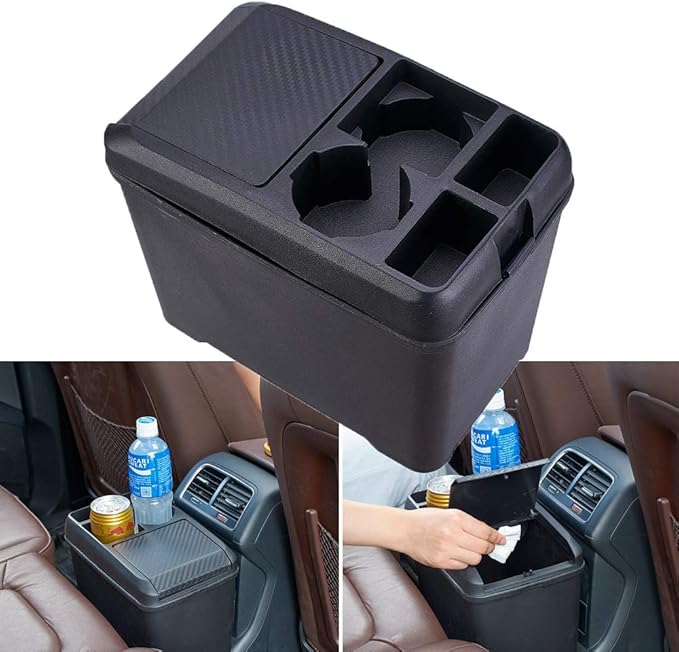 Car Trash Can Bin Waste Container Multi-Function Storage Box Car Cup Holder Car Organizer