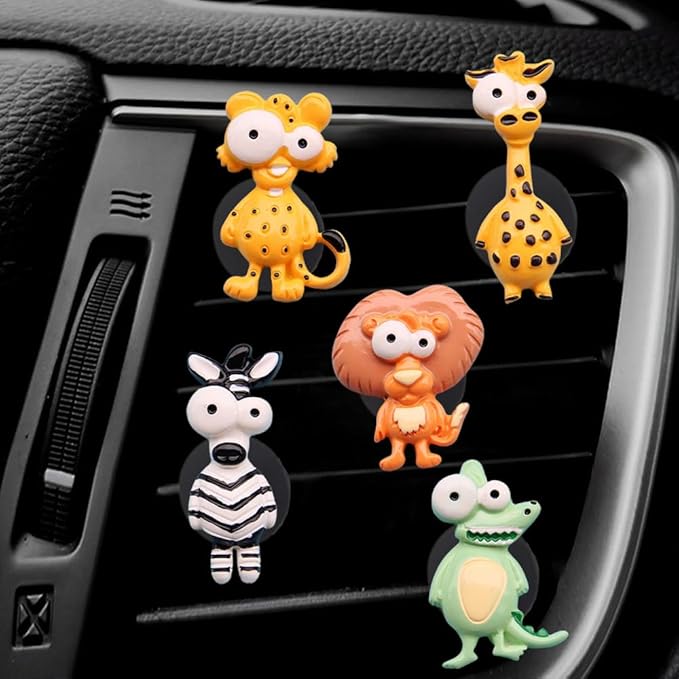 ZOSTLAND Rhinestone Car Decorative Clip,Car Air Fresheners,Metal Vent Clip,Bling Auto Air Vent,Personalized Automotive Interior Decoration Accessories,Auto Decor Gift for Women,Men (5Pcs Animal)
