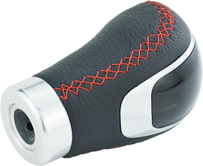 Lunsom Gear Shift Shifter Knobs, 6 Speed Leather Shift Knob Manual Car Shift Handle Knob Lever Stick Shift Handle Accessories Fit Most Vehicle (Red Suture)