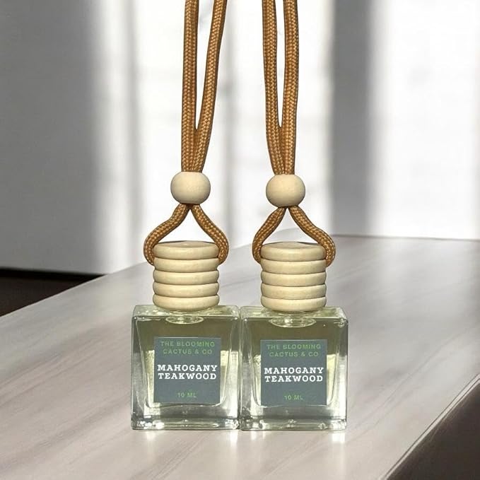 Automobile Diffuser, Long Lasting Car Air Freshener 2 Pack, Hanging Fresh Aroma Diffuser, Natural Essential Oil Fragrance for Removing Odors, Auto Interior, Made in USA | MAHOGANY TEAKWOOD - 10 ML