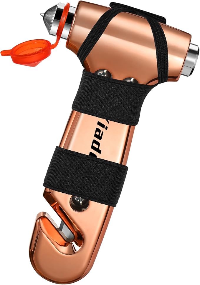 Window Breaker Seatbelt Cutter, 3-in-1 Emergency Escape Tool with Car Safety Hammer, Safety Emergency Car Escape Tool for Car, Electroplated Gold