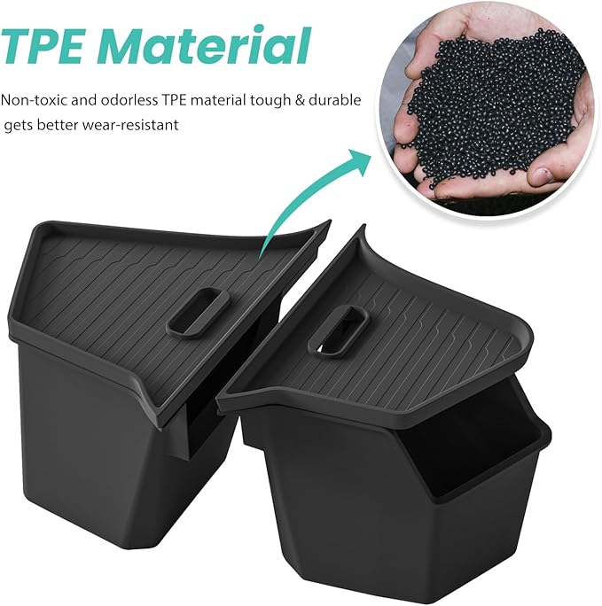 2025 2026 Model Y Juniper Rear Trunk Storage Bins with Lids 2PCS Rear Trunk Storage Box for Refresh Model Y TPE Waterproof Trunk Organizer for Model Y Juniper Interior Accessories