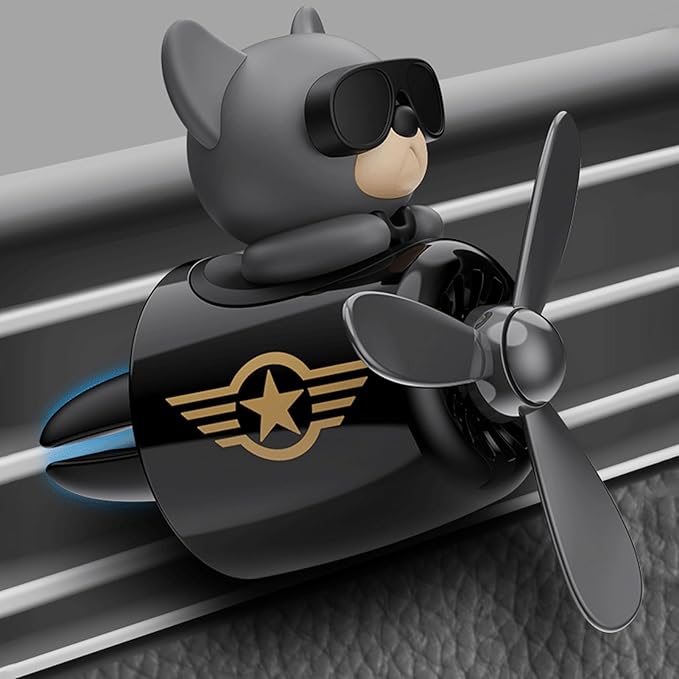 2 Pcs Pilot Car Air Freshener, Cute Duck Car Vent Clip Air Freshener Automotive Air Outlet Fan Diffuser, Automotive Interiors Vent Decoration (Dog+Bear)