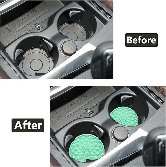 Car Cup Coaster, Universal Automotive Waterproof Non-Slip Cup Holders Sift-Proof Spill Holder Car Interior Accessories 2 Pack Mint Green