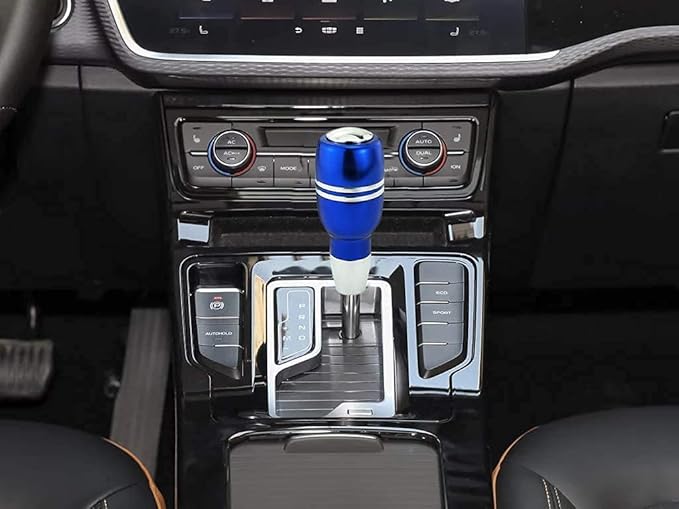 Lunsom Weighted Shifter, Leather Aluminum Alloy Long Shift Knob Stick Handle Shifting Lever Head Gear Knob Fit for Most Manual Transmission Vehicles (Blue)