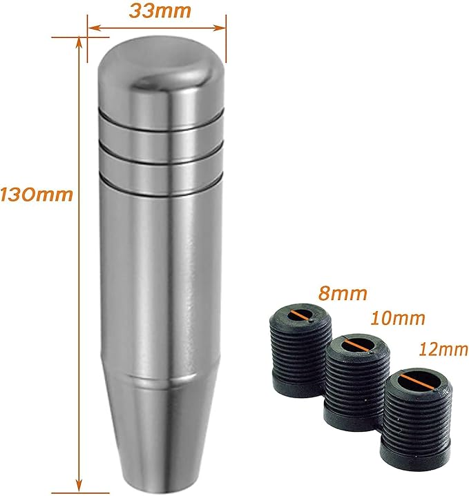 Lunsom 5" Aluminum Gear Lever Shifter Knob Long Alloy Shift Stick Handle Car Automatic Shifting Head Fit Most Manual Transmission Vehicles (Gray)