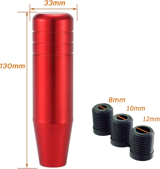 Lunsom 5" Aluminum Gear Lever Shifter Knob Long Alloy Shift Stick Handle Car Automatic Shifting Head Fit Most Manual Transmission Vehicles (Red)