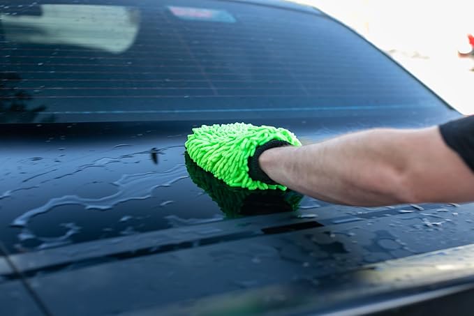 The Rag Company - Premium Chenille Microfiber Knobby Wash Mitts - Perfect for Car Washing and Detailing; Scratch-Free, Lint-Free, Double-Sided, Plush, and Absorbent; Blue (2-Pack)