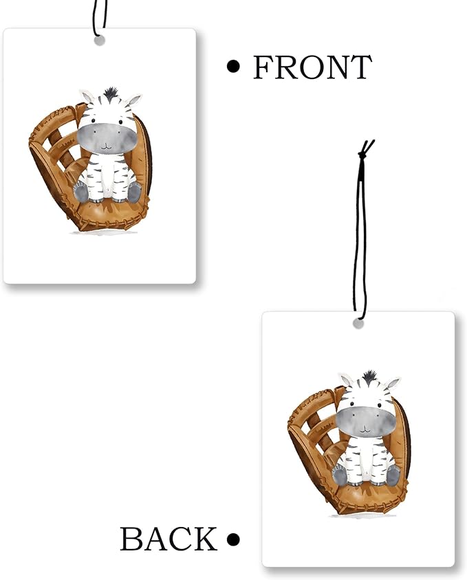 Baseball Animal Nursery Air Freshener 4 Pcs, Cute Animal Baseball Supplies Hanging Scents Air Freshener for Kids Boys Gifts, Vintage Scented Car Accessories Decor for Boys Kids Room Nursery