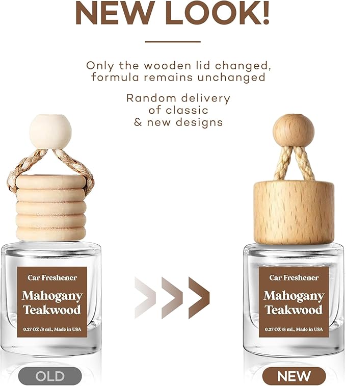 HoogaLife Car Air Freshener Diffuser 2 Pack Hanging Mahogany Teakwood Car Air Freshener for Women 45+ Days Long Lasting Fragrance Made in USA