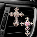 ZOSTLAND Rhinestone Car Decorative Clip,Car Air Fresheners,Metal Vent Clip,Bling Auto Air Vent,Personalized Automotive Interior Decoration Accessories,Auto Decor Gift for women,men (2pcs Cross)