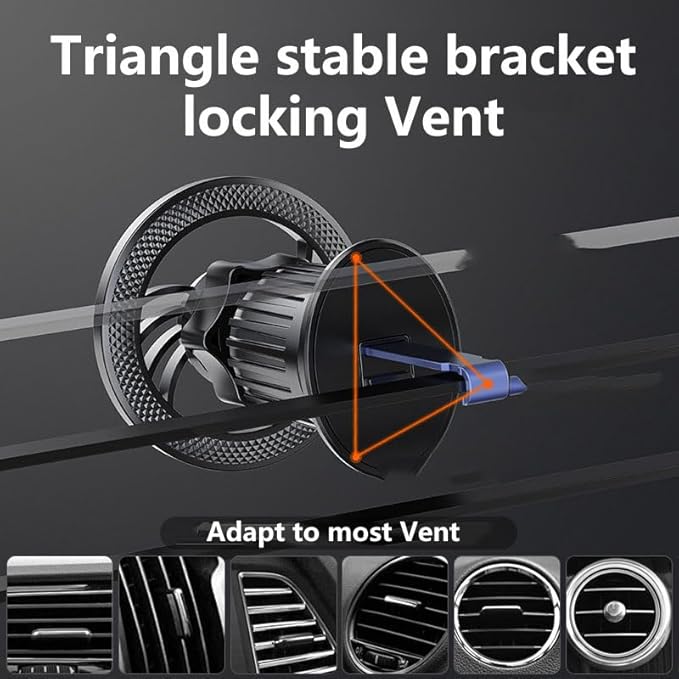 for iPhone Fits MagSafe Car Mount - Magnetic Mag Safe Phone Holder Car Accessories,Dashboard Vent Car Mount for iPhone 16 15 14 13 12 Pro Max Plus,Samsung Galaxy Moto,Gifts for Men Women (Black)