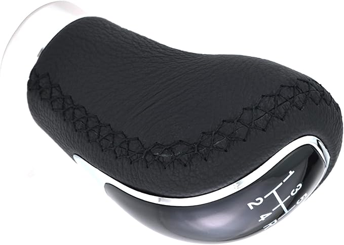 Lunsom Gear Shift Shifter Knobs, 6 Speed Leather Shift Knob Manual Car Shift Handle Knob Lever Stick Shift Handle Accessories Fit Most Vehicle (Black Suture)