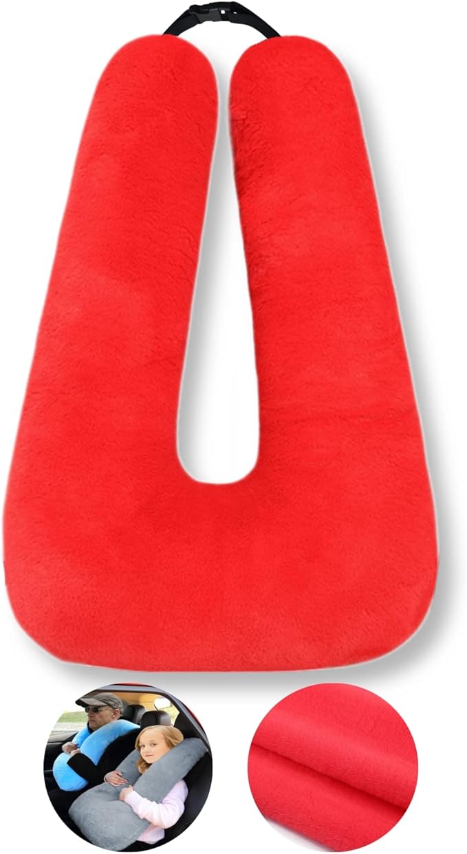 Travel Pillow Car Pillow Kid Car Sleeping The Sleeping Aid for Adults and Kids on Road Trips Kids Travel Pillow Red