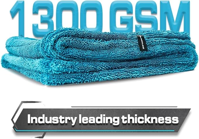 Blackline Car Drying Towel - 2ftx3ft XL-Popular Pick Among Detailing Pros -Aqua 1300 GSM Microfiber Accessory - Absorbs Over 8lbs of Water - Leaves No Streaks, Spots or Scratches - Dries an Entire Car