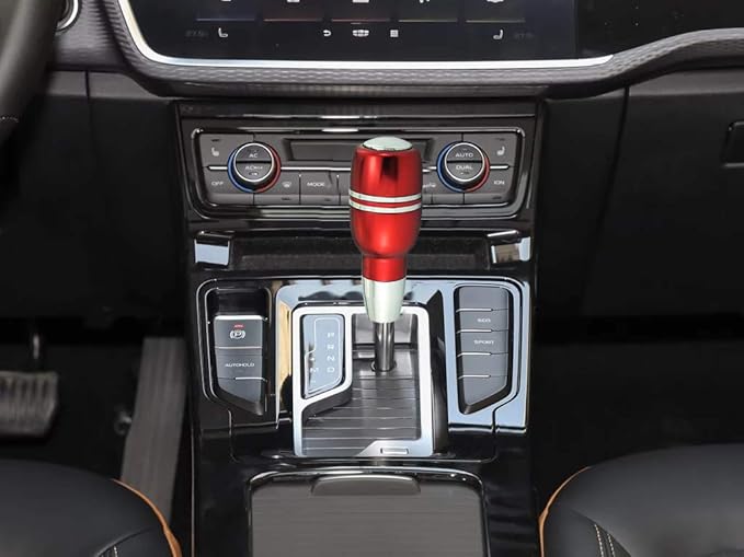 Lunsom Aluminium Alloy Shift Knob, Gear Shifter Head Leather Lever Stick Shifter Handle Type R Shifting Knobs Fit Most Manual Transmission Vehicle (Red)