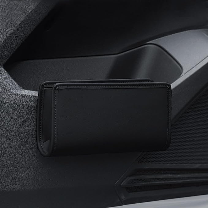 Accmor Car Trash Can, Collapsible Leather Vehicle Trash Bin Car Dustbin Garbage Organizer Holder with 2 Rolls Trash Bag, Foldable Hanging Mini Cars Storage Bag Container for Auto, SUV (Black)