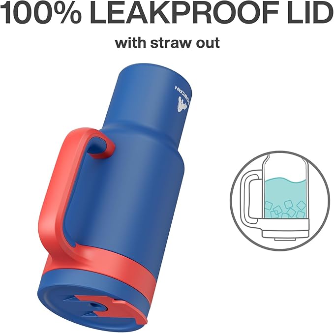 POWCAN 40 oz Tumbler with Handle, 2-in-1 Metal Straw and Sip Lid, Leakproof, Dishwasher Safe, Insulated Stainless Steel Travel Coffee Mug, Keeps Cold for 34 Hours, Fits in Car Cup Holder (Heroic)