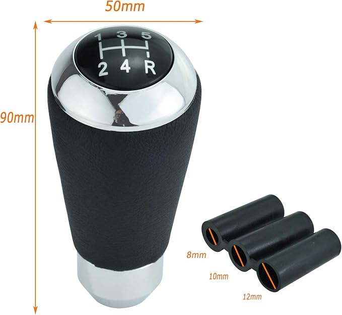 Lunsom 5 Speed Gear Shift Knob, Manual Automatic Gear Stick Head Leather Car Stick Shifting Lever Shifter Handle Fit Most Transmission Vehicle (Black)