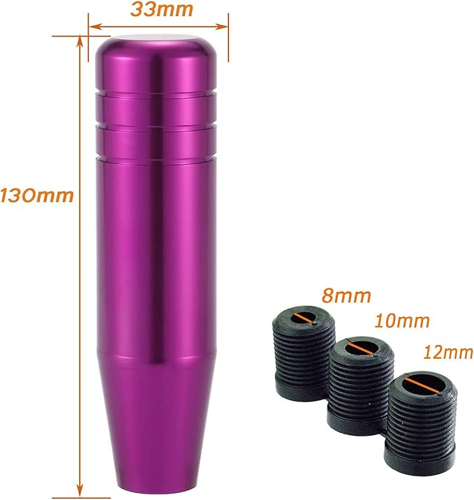 Lunsom 5" Aluminum Gear Lever Shifter Knob Long Alloy Shift Stick Handle Car Automatic Shifting Head Fit Most Manual Transmission Vehicles (Purple-1)