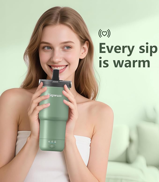 Self-Heating Travel Mug 20oz, Temperature-Controlled Coffee Warmer Mug, Smart Travel Coffee Mug Keep Coffee Drinks Hot, Heated Mug Great for Driver Outdoor Fits Car Cup Holders