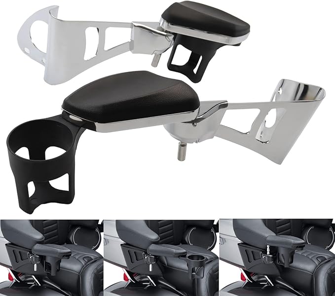 Motorcycle Passenger Armrests Adjustable with Cup Holder for Harley Touring Electra Glides Road Glide Ultra Tri Glide 2014-2024 Motorbike Accessories Parts Chrome